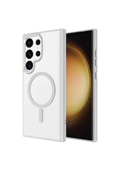Galaxy Uyumlu S24 Ultra Kılıf Magsafe Şarj Özellikli Krom Magsafe Silikon Kılıf