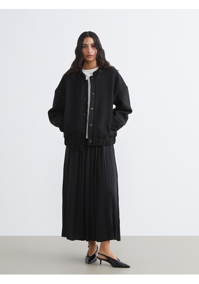 Lcw Modest Siyah Beli Lastikli Krep Pileli Etek