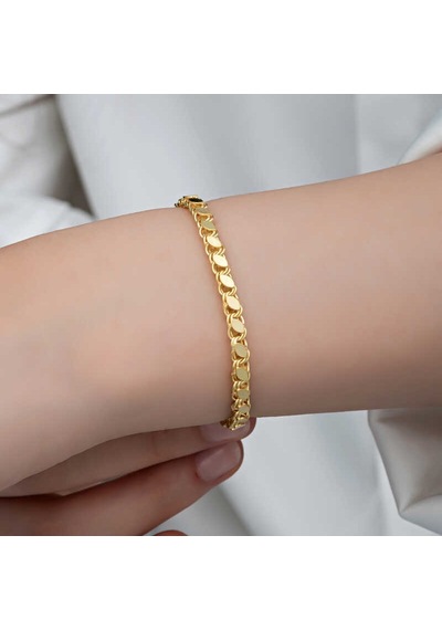 Gümüş Gold Pullu Zincir Kadın Bileklik