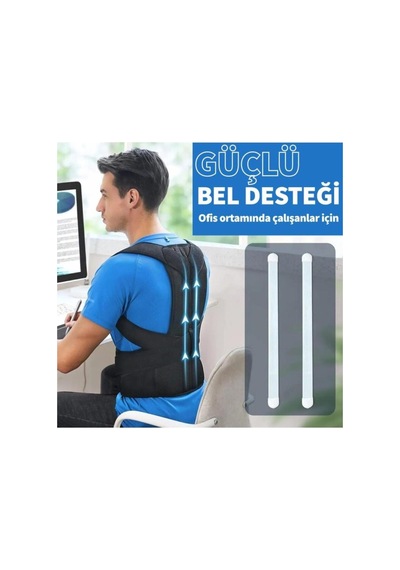 Unisex Uzun Balenli Dik Durus Korsesi - Kamburluk Önleyici Sırt Korsesi Standart