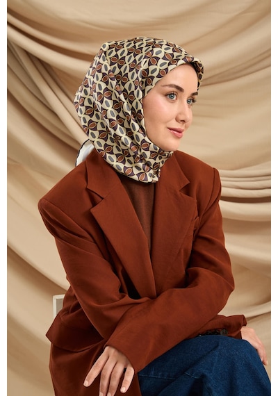 Silk Home Twill İpek Eşarp 11481-07 Bej, Mor, Kahverengi, Petrol Mavi