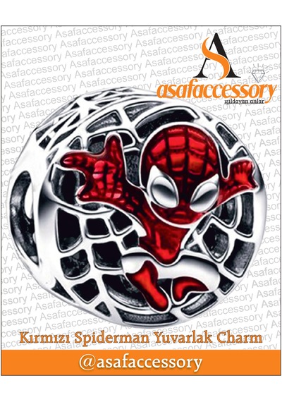 Kırmızı Spiderman Yuvarlak Charm Çok Renkli