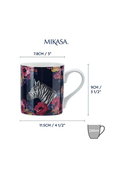 Mikasa Wild At Heart Fine China 280 Ml Kupa Zebra Çok Renkli