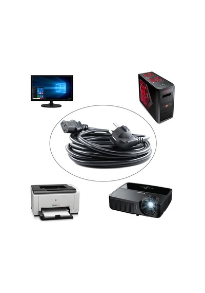 Power kablo 3x1mm C13 bilgisayar monitör power güç kablosu 15m