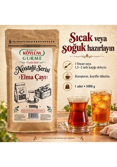 Köylüm Gurme Nostalji Serisi Elma Çayı 1000 G - 1 Adet
