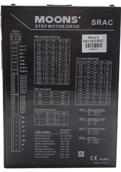 Moons Srac8 2-faz Step Motor Sürücü 25600 Mikrostep Cnc & Otomasyon Uyumlu