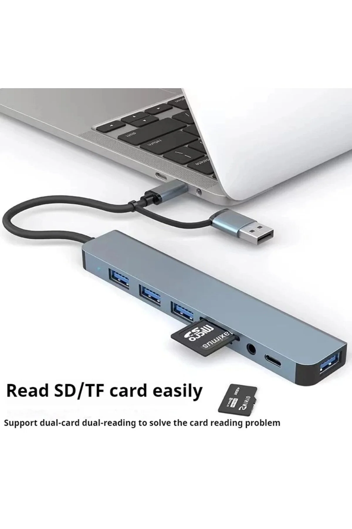 8 İn 2 Dönüştürücü Usb-c & Usb 3.0 Hub Çoklayıcı Usb Type-c Sd/tf Ve Aux Çevirici Güncel Versiyonlu