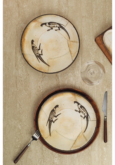 Kütahya Porselen Bone Mytho 2 Parça 27 Cm Servis Tabağı Beyaz Ve Altın