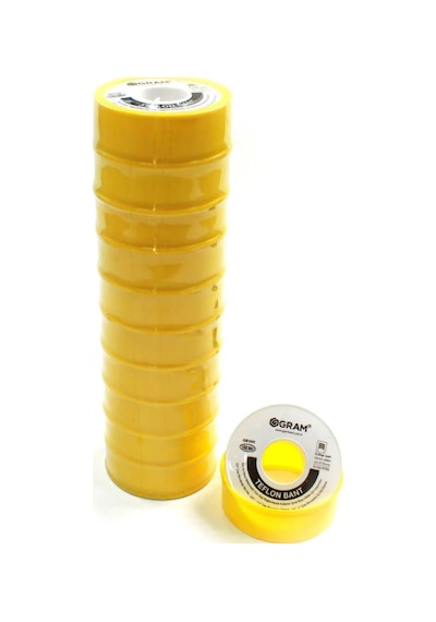 Gram Teflon Bant Sızdırmazlık Bandı 19 mm x 30 Mt 10 Adet - YERLİ ÜRETİM