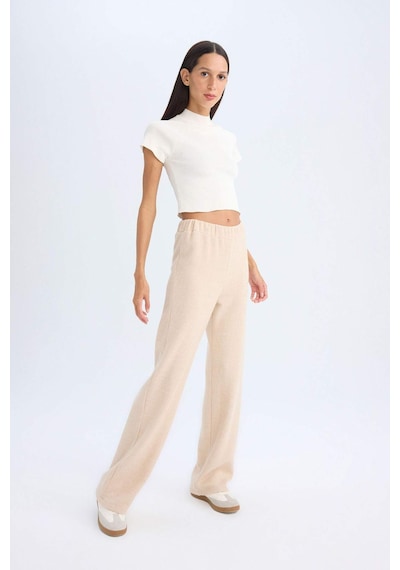 Defacto Fitilli Kaşkorse Pantolon Flayer Fit Beli Lastikli Düz Paça B2206AX24AUBG303 Bej