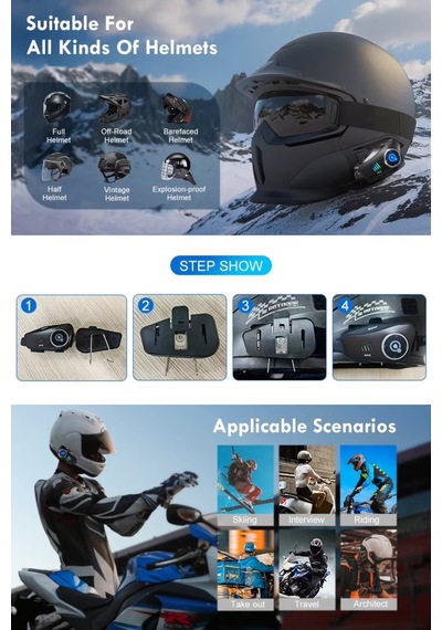 Wearfitpro Q28 Motosiklet Kask İçin 1080p 360 Derece Dönebilen Video Kamera Bluetooth Kulaklık