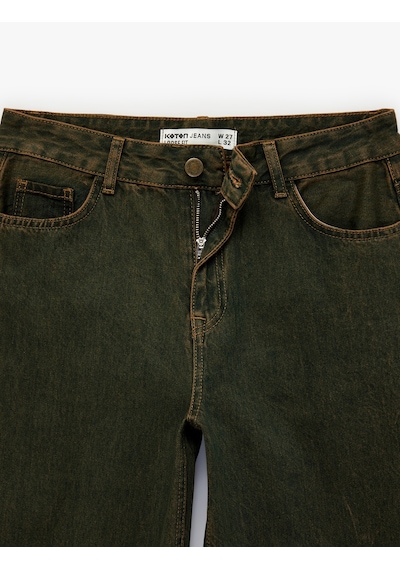 Koton Bol Kalıp Düğmeli Cepli Yıkamalı Geniş Paça Denim Pantolon - Loose Straight Fit Jean Ovd 6sal40148md Ovd Koton Bol Kalıp Düğmeli Cepli Yıkamalı Geniş Paça Denim Pantolon - Loose Straight Fit Jean Ovd 6sal40148md Ovd