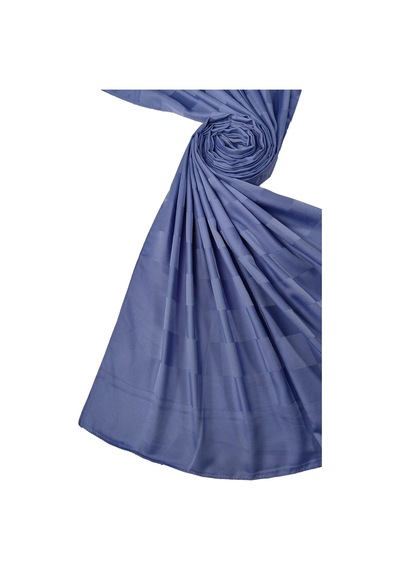 Mim Eşarp Emproyal Silver Jakar Dama Desenli Şal 75x190 Cm İndigo