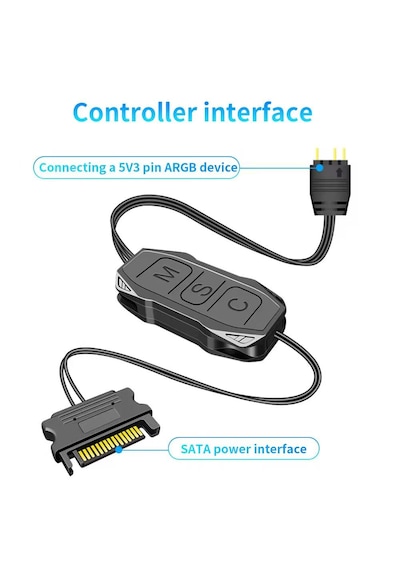 Atheron Mini Argb Led Kontrolcü 5v 3 Pin Rgb Kontrol Cihazı Sata Güç Kumandalı Bilgisayar Fan Ve Led Kontrolcü Argb Hub