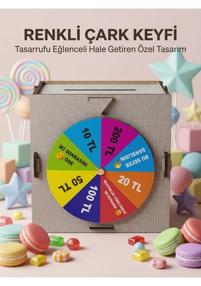 Mey İthalat Birikim Kutusu Şans Çarklı Tasarruf Oyunu Eğlenceli Hedef Kumbarası