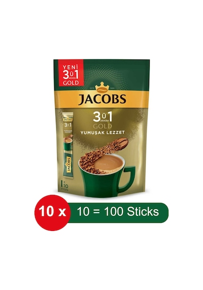 Jacobs 3ü 1 Arada Gold Yumuşak Lezzet Hazır Kahve 10 x 10'lu