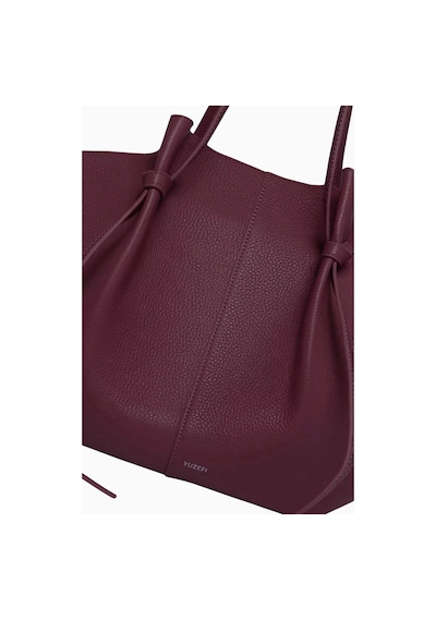 Yuzefi Small Mochi Bordo, Grained Deri Lüks Tote Ve Ayarlanabilir Omuz Çantası