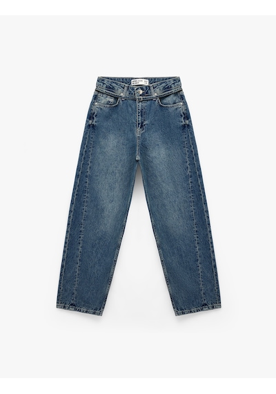Koton Pamuklu Kemerli Dikiş Detaylı Rahat Kalıp Düz Paça Denim Pantolon - Ballon Jeans Orta İndigo 6sal40117md İndigo Koton Pamuklu Kemerli Dikiş Detaylı Rahat Kalıp Düz Paça Denim Pantolon - Ballon Jeans Orta İndigo 6sal40117md İndigo