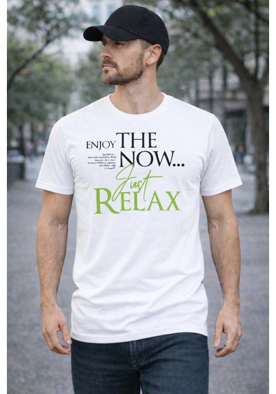 Herkesemoda The Now Baskı Detaylı Basic T-shırt Beyaz