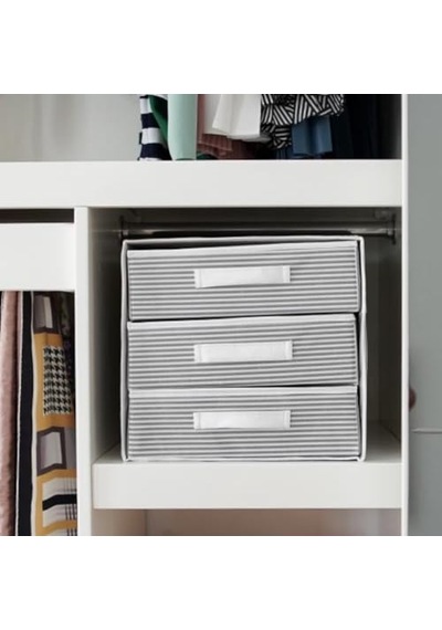 Katlanabilir Üç Çekmeceli Dolap Düzenleyici Çamaşır Organizeri Takı Kutusu Gardrob Kumaş Düzenleyici 32x32x32cm 1 Açık Bej