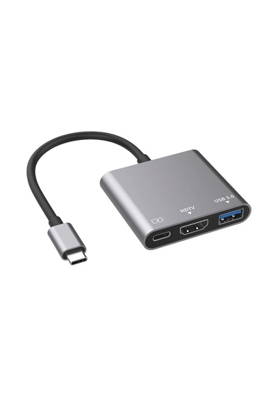 Enkado Ekd-tp43 3'ü 1 Arada Type-c Hub Adaptör 4k Hdmı Usb3.0 Ve Pd Şarj Destekli Metal Dönüştürücü