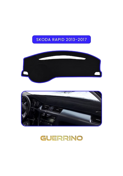 Skoda Rapid 2013-2017 Torpido Koruma Halısı Mavi Kenar
