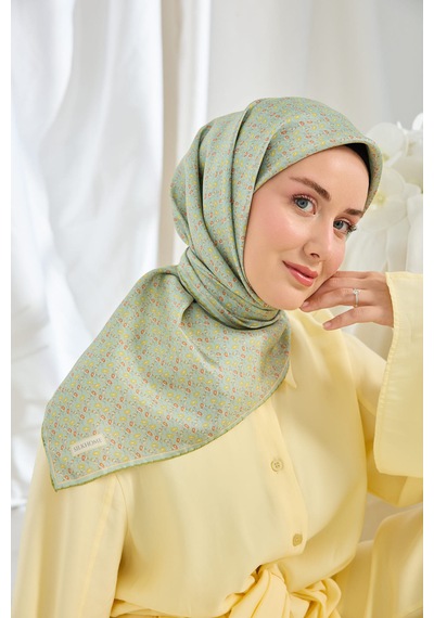 Silk Home Twill İpek Eşarp Mini Bouquet Mint Yeşil