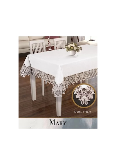 Keten Masa Örtüsü Tablecloth 155x220 Cm Yemek Masası Örtüsü Maria Model Kapiçino Çok Renkli
