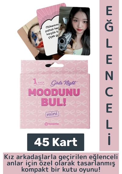 Eğlenceli Genç Yetişkin Arkadaş Yılbaşı Özel Gün Moodunu Bul Mini-girls Night Oyun Kartları 45 Kart