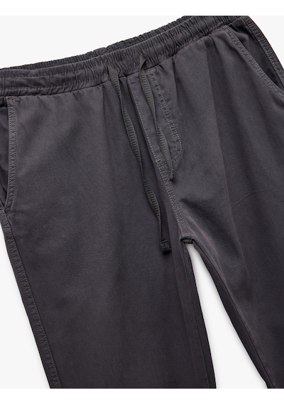 Koton Cep Detaylı Pamuklu Gabardin Beli Bağcıklı Pantolon Antrasit 5sam40179hw Antrasit
