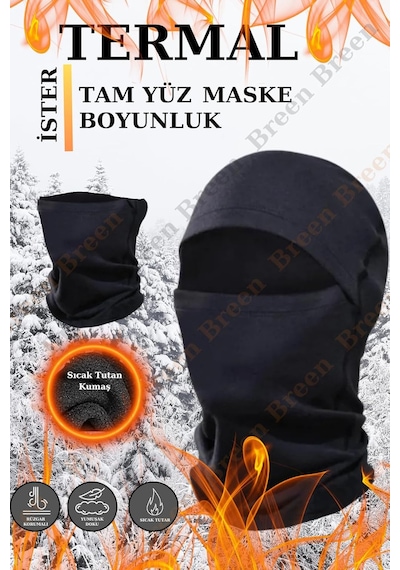 Xmlbayiciniz Termal Tam Yüz Kar Maskesi, Rüzgar Korumalı, Siyah Renk, Tek Beden Diğer