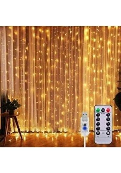 8 Fonksiyonlu Uzaktan Kumandalı Günışığı Perde Peri Led 3X3 Metre