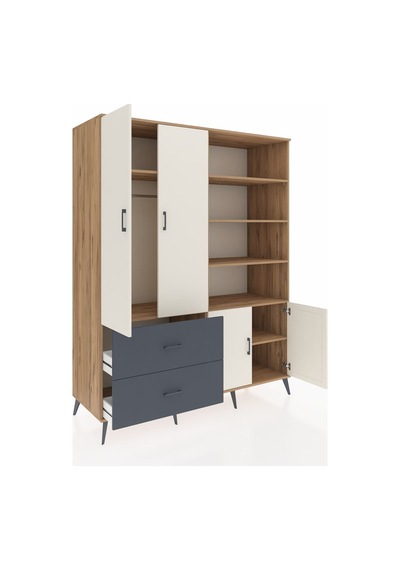 Kronos Gardrop 7 Raflı 2 Çekmeceli Tek Askılı 176x59x221 Çam-aytaşı/antrasit Aytaşı/antrasit Kronos Gardrop 7 Raflı 2 Çekmeceli Tek Askılı 176x59x221 Çam-aytaşı/antrasit Aytaşı/antrasit
