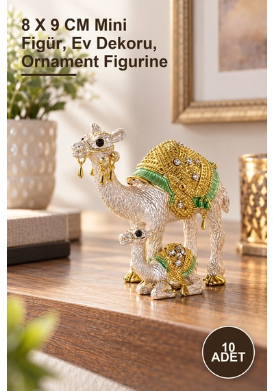 10 Adet Yavrulu Deve Dekoratif Biblo 8 X 9 Cm Mini Figür, Ev Dekoru, Ornament Figurine