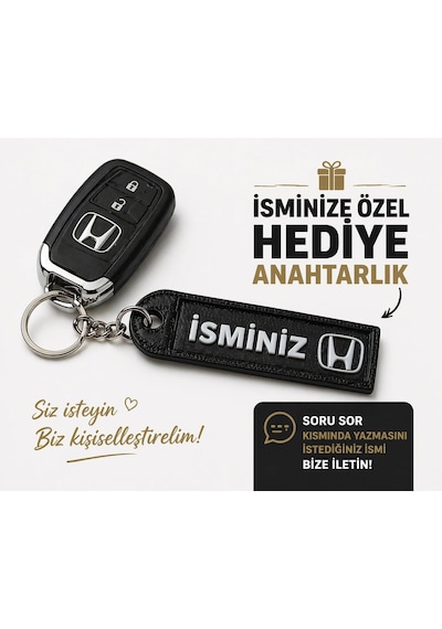 İsimli Honda Anahtarlık , Kişiye Özel - Hediyelik İsimli Araç Logolu Anahtarlık - İsimli Honda Araba