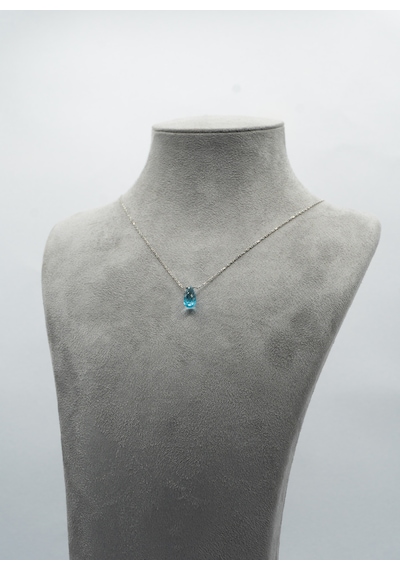 Doğan Diamond 925 Ayar Rodyum Kaplama 3Ct Blue Topaz Kolye -Raccolta Di Gocce