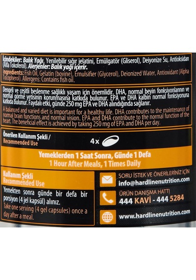 Hardline Nutrition Omega 3 Fish Oil, 160 Kapsül