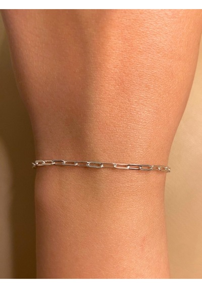 925 Ayar Gümüş Unisex Ince Minimal Ataç Zincir Erkek Bileklik Gümüş