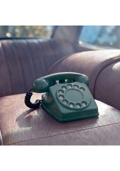 Vintage Home Retro Çevirmeli Klasik Antika Görünümlü Numaratik Telefon Dekor Yeşil Renkli