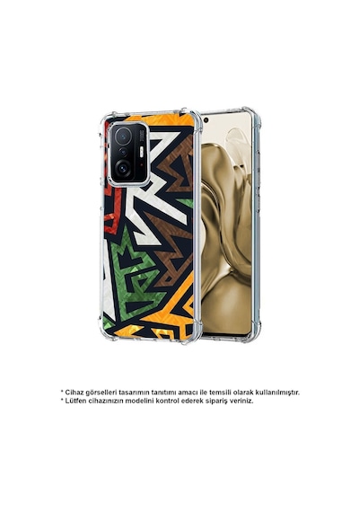 Samsung Galaxy Uyumlu M33 Köşe Korumalı Antişok Kapak Soyut Grafiti Tasarımlı Şeffaf Kılıf