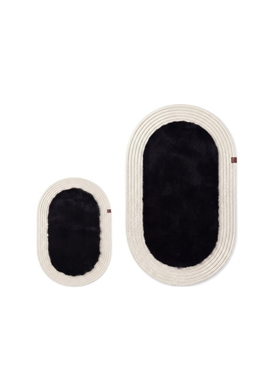 Banyo Paspası Takımı 60x100+40x60 Cm Düz Siyah & Krem Siyah - Krem
