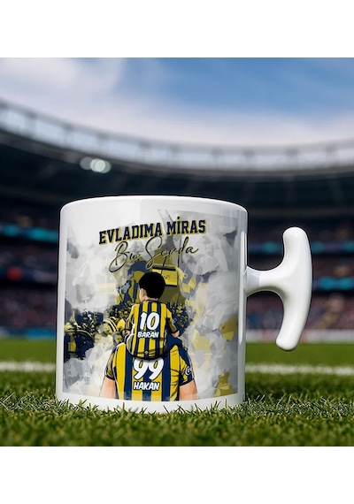 Bk Gift Kişiye Özel İsimli Baba-oğul Sarı Lacivert Evladıma Miras Bu Sevda Hammer Kulplu Kupa Bardak-1, Doğum Günü Hediyesi, Taraftar Hediyesi Kobitme Çok Renkli