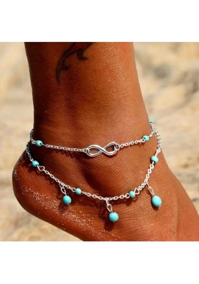Brezza Lusso Jewelry Sonsuzluk Mavi Boncuklu Bayan Ayak Halhal Gümüş