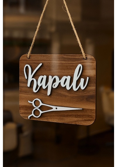 Ahşap Dekoratif Kesim Açık-kapalı Yazılı Tabela