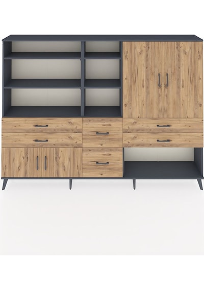 Arges Dolap 10 Raflı 6 Çekmeceli 4 Kapaklı 220x30x163 Antrasit-ça Antrasit-çam