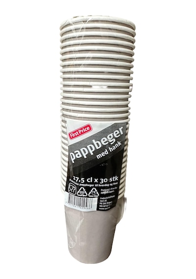Pappbeger Kulplu Saplı 175 Ml. 6 Oz Kraft Karton Bardak - Gri - 30 Adetlik Paket 30