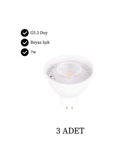 K2 Kes049b Led Ampul 7w Gu5.3 Duy Beyaz Işık - 3 Lü Paket
