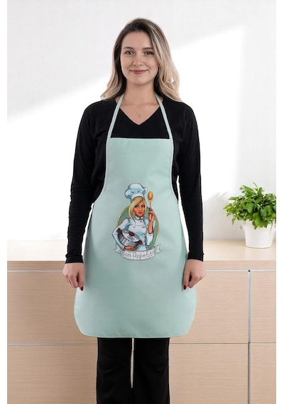 Siyah Chef Leke Tutmaz Kumaş Mutfak Önlüğü Yeşil