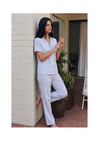 Fit Women Viskon Karışım Homewear Mavi Pijama Takımı