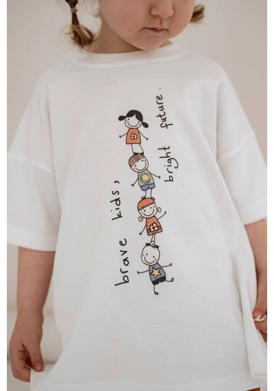 Oh La La Koala Brave Çocuk Baskılı Oversize Kısa Kollu T-shirt Beyaz